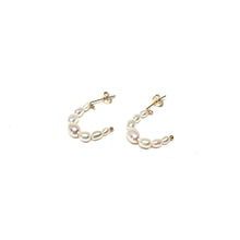 Load image into Gallery viewer, Dainty Pearls Hoop Earrings,Topaz Jewelry 

