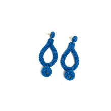Load image into Gallery viewer, Beaded Blue Statement Earrings,Colour Pop Earrings,Vacation Earrings - Topaz Jewelry
