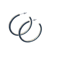 Load image into Gallery viewer, Blue Crystal Hoop Earrings - Topaz Custom Jewelry
