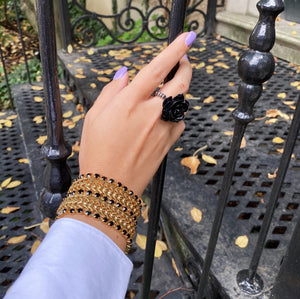 Black ,Gold Zigzag Bracelet ,Gold Black Statement Bracelet- Topaz Jewelry