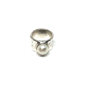 Silver Statement Ring, Large Pearl Ring, Pearl Statement Ring, Chunky Pearl Ring ,Topaz Jewelry