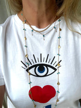 Load image into Gallery viewer, Evil Eye Necklace, Five Blue Eyes Necklace,Evil Eye Choker,Topaz Jewelry
