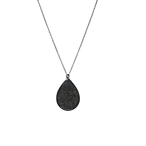 Black Teardrop Necklace - Topaz Custom Jewelry