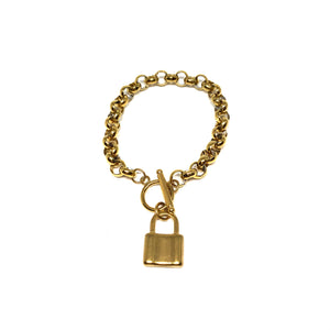 Gold Plated Links Chain Padlock Charm Bracelet,Topaz Jewelry