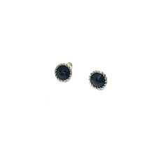 Load image into Gallery viewer, Black Onyx Stud Earrings, Black Onyx Twisted Rope Frame Earrings, Topaz Jewelry
