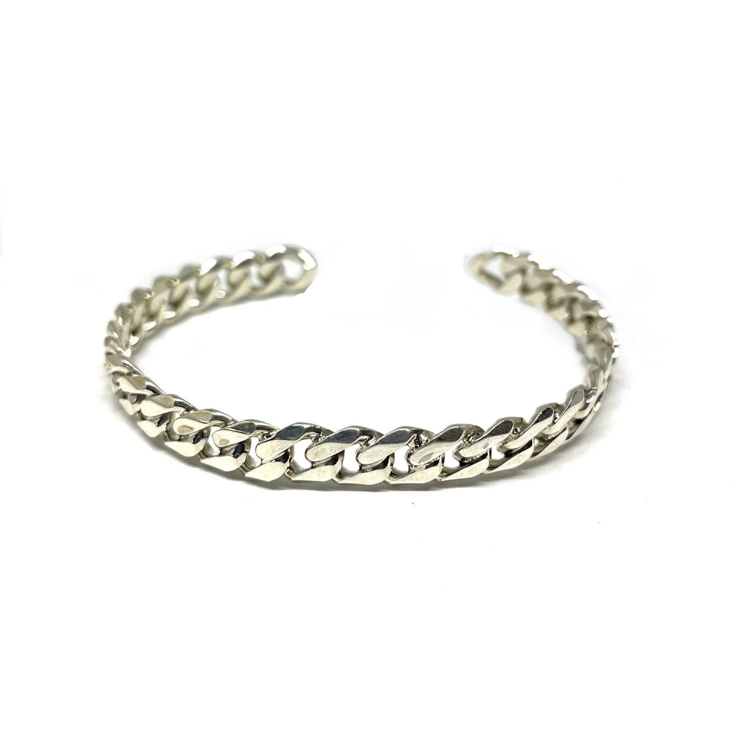 Sterling Silver Chain Links Cuff Bracelet,Silver Cuban  Chain Cuff Bracelet,Topaz Jewelry