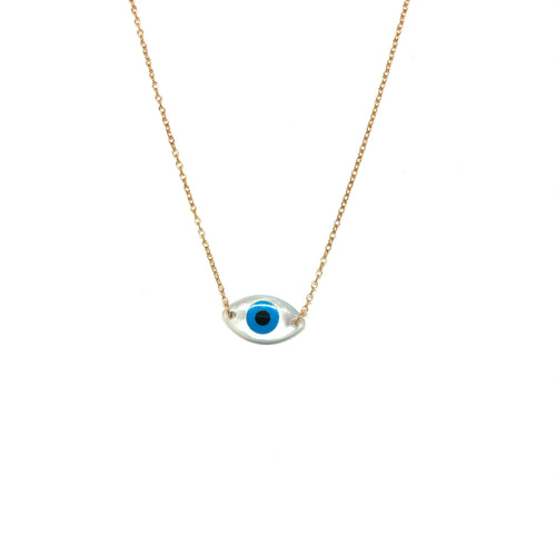 Evil Eye Necklace, Mother of Pearl Eye Necklace, Topaz Jewelry 