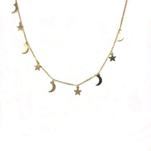 Load image into Gallery viewer, Gold Vermeil Star Moon Necklace,Star Moon Charms Necklace - Topaz Jewelry
