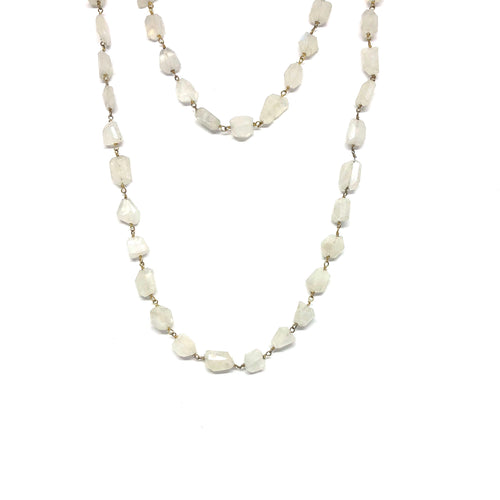 Long Multi Moonstone Necklace,Topaz Jewelry