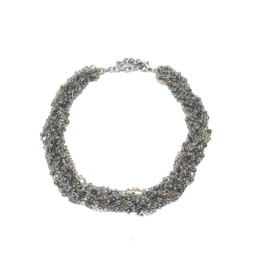 Multi Chains Statement Necklace,Silver Statement Necklace,Topaz Jewelry