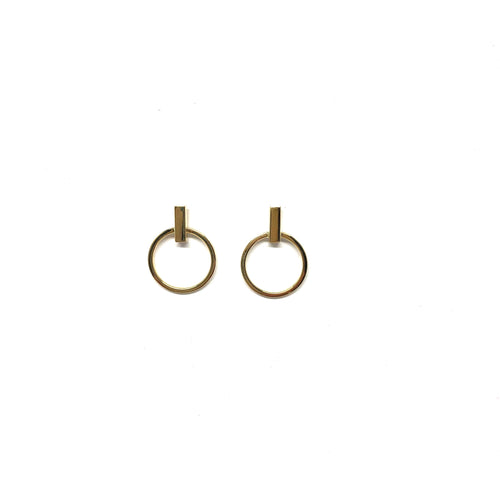 10K Gold Bar Hoop Earrings - Topaz Jewelry