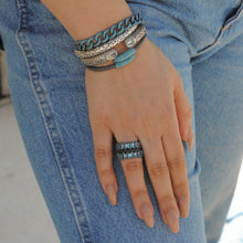 Load image into Gallery viewer, Oxidized Sterling Silver Pave Turquoise Cuff - Topaz Jewelry
