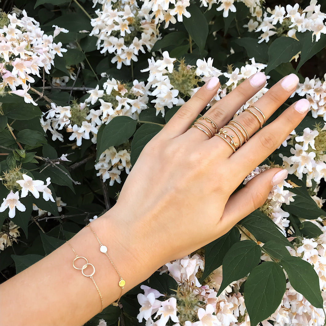 10K Solid Gold Dainty Bubble Ring - Topaz Jewelry