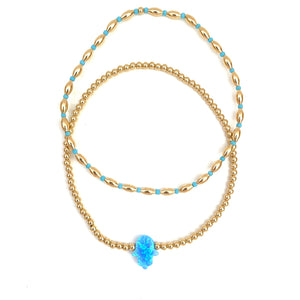 Opal Hamsa Anklet ,Blue Hamsa Anklet,Gold Anklet,Stretch Anklet- Topaz Jewelry