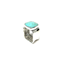 Load image into Gallery viewer, Turquoise Ring ,Sterling Silver Turquoise Ring,Square Gemstone Ring,Hammered Turquoise Ring,- Topaz Jewelry
