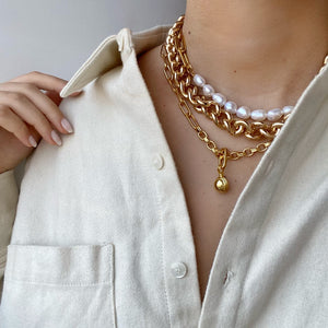 Gold Plated Chunky Chain,Gold Plated Curb Chain Necklace,Topaz Jewelry