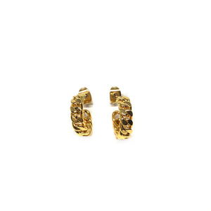 Gold Plated Link Chain Hoop Earrings, Topaz JewelryLink Chain Small Hoop Earrings,Chain Hoop Earrings,Cuban Chai Hoop Earrings,Topaz Jewelry