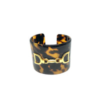 Load image into Gallery viewer, Tortoise Resin Cuff,Horse Bit Cuff ,Topaz Jewelry
