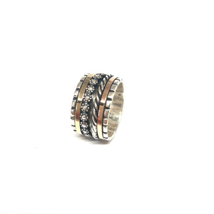 Meditation Ring,Sterling Silver Spinner Ring,Yellow Gold,Rose Gold Spinner Ring,Topaz Jewelry