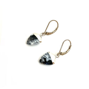 Everyday Earrings,Gemstone Earrings,Black and White Opal Earrings,Topaz Jewelry