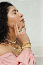 Load image into Gallery viewer, Mother of Pearl Ring, Mother of Pearl Statement Ring, Topaz Jewelry
