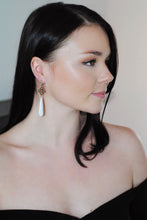 Load image into Gallery viewer, 22K Gold Vermeil Pave Post White Agate Earrings,Statement White Earrings- Topaz Jewelry

