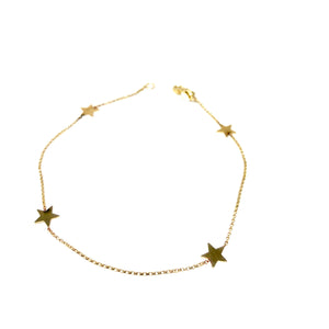 Solid Gold Stars Anklet,Star Solid Gold Anklet,Gold Stars Anklet,Star Anklet - Topaz Jewelry