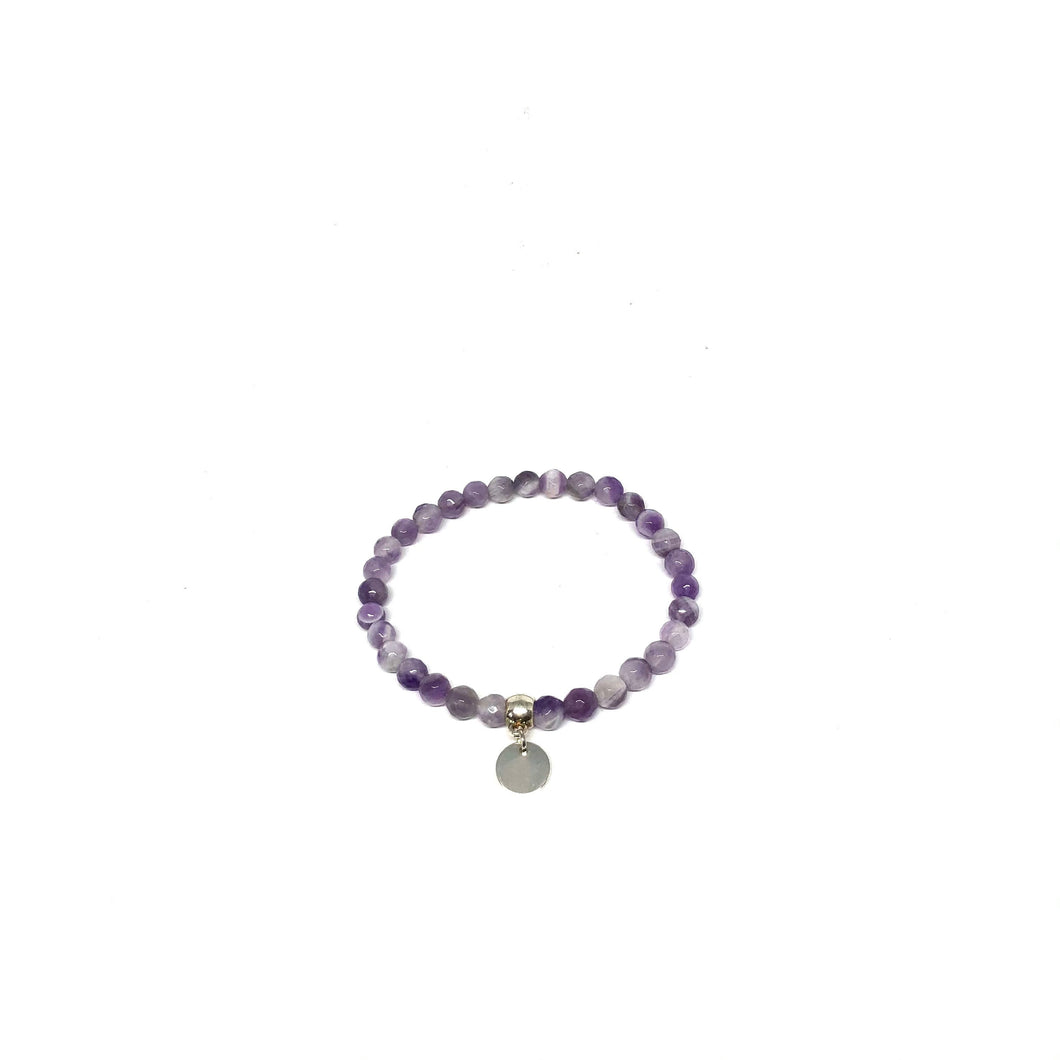 Amethyst Stretch Bracelet,Purple Semi Precious Stones Stretch Bracelet,Topaz Jewelry