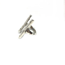 Load image into Gallery viewer, Silver Statement Ring, Open Face Ring, Open Bar Silver Ring, Topaz Jewelry
