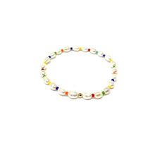 Load image into Gallery viewer, Oval Pearls Bracelet,Stretch Pearl Bracelet,Colourful Pearl Bracelet,Topaz Jewelry
