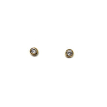 Load image into Gallery viewer, 10K Yellow Gold Post Earrings ,Cubic Zirconia 10K Gold Earrings- Topaz Jewelry
