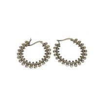 Load image into Gallery viewer, Dot Silver Hoop Earrings, Detailed Medium Silver Hoop Earrings, Topaz Jewelry 
