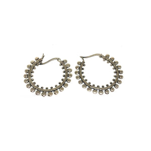 Dot Silver Hoop Earrings, Detailed Medium Silver Hoop Earrings, Topaz Jewelry 