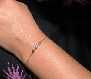 solid Gold Evil Eye Bracelet,Topaz Jewelry