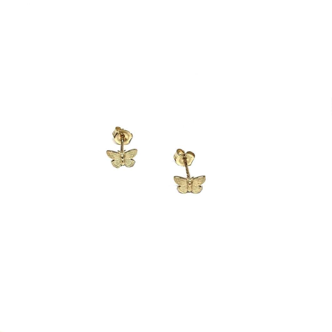 10K Solid Gold Butterfly Stud Earrings,Topaz Jewelry