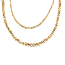 Load image into Gallery viewer, 14K Gold Filled 5mm,3mm  Beads Necklace, Gold Balls Short Necklace, Topaz Jewelry
