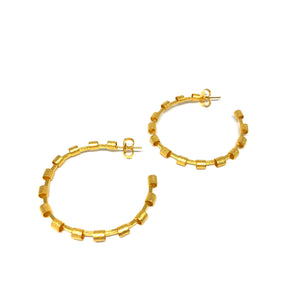Gold Plated Textured Hoops - Topaz Jewelry