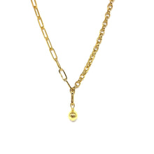 Load image into Gallery viewer, Gold Plated Links Chain Ball Necklace,Gold Ball Necklace,Gold Ball Pendant Necklace,Topaz Jewelry
