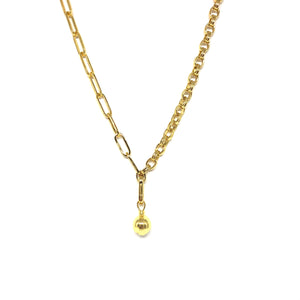 Gold Plated Links Chain Ball Necklace,Gold Ball Necklace,Gold Ball Pendant Necklace,Topaz Jewelry