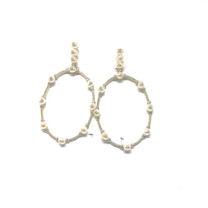 Oval Statement Earrings,Pearls Statement Earrings, - Topaz Jewelry