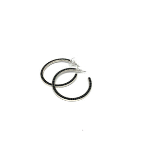 Black Crystal Hoop Earrings - Topaz Jewelry