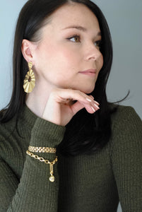 Gold Plated Statement Earrings,Post Statement Earrings,Textured Gold Earrings,Topaz Jewelry