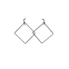 Load image into Gallery viewer, Oxidized Sterling Silver Black Square Drop Earrings - Topaz Jewelry 
