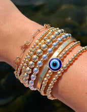 Load image into Gallery viewer, Stretchy Balls Bracelet,Gold Filled Stretch Bracelet,Evil Eye Stretch Bracelet,Topaz Jewelry
