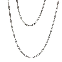 Load image into Gallery viewer, Black Paperclip Chain, Long Black Paper Clip Chain,Topaz Jewelry

