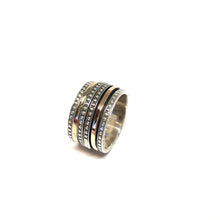 Load image into Gallery viewer, Meditation Ring,Spinning Ring,9K Yellow Gold Statement Ring,Topaz Jewelry
