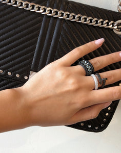 Black Nail Ring, Pave Black Cz Nail Ring - Topaz Jewelry