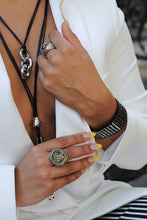 Load image into Gallery viewer, Black Leather Magnet Clasp Necklace,Triple Links Necklace - Topaz Jewelry
