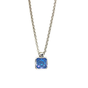Ocean Blue Square Swarovski Crystal Statement Necklace,Topaz Jewelry