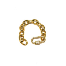 Load image into Gallery viewer, Gold Plated, Oval Links Small Bracelet, Gold Small Bracelet, Carabiner Clasp Oval Small Wrist Bracelet, Topaz Jewelry 
